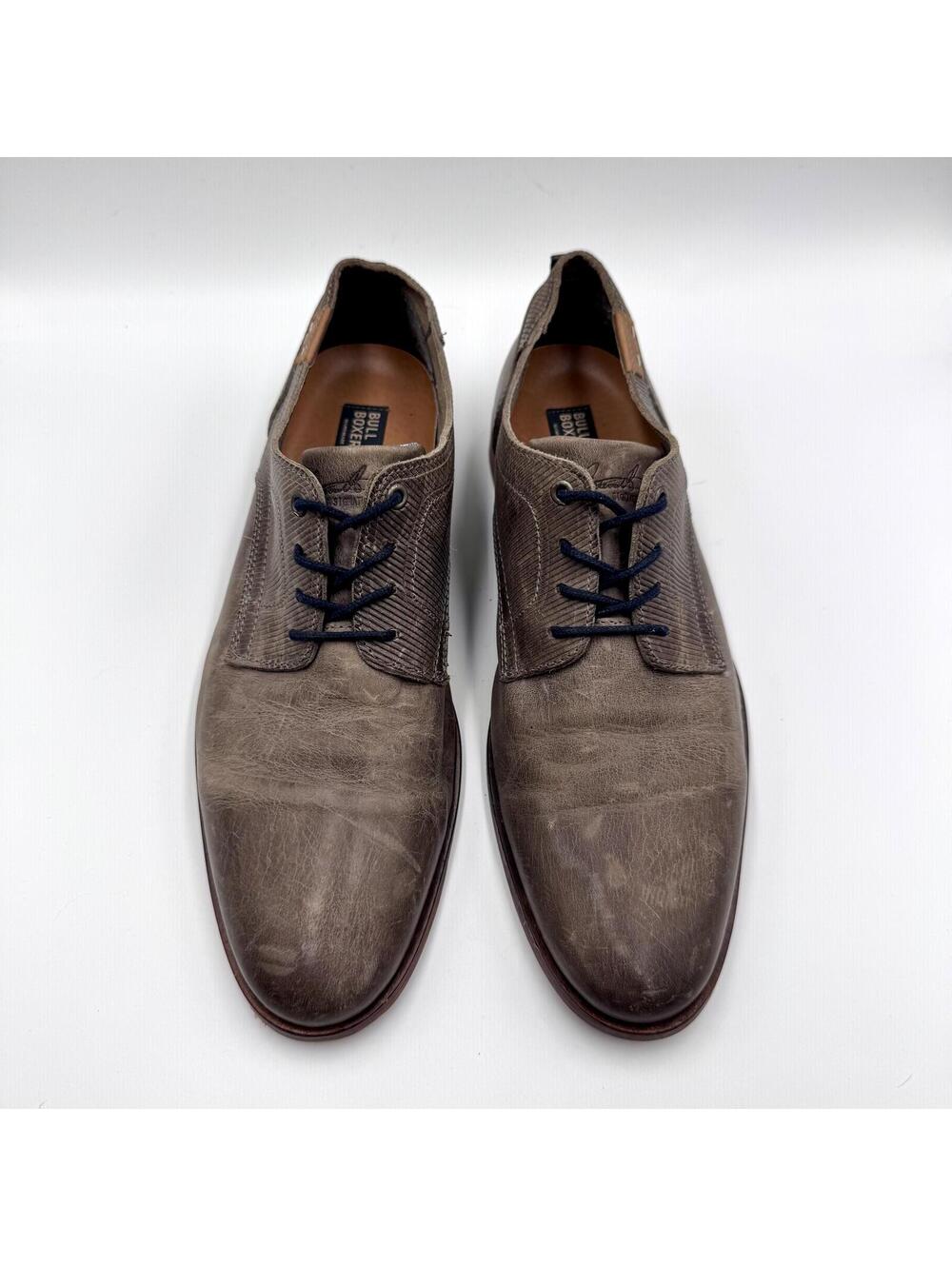 Bull Boxer oxford dress shoe grey handmade distressed leather size 8.5